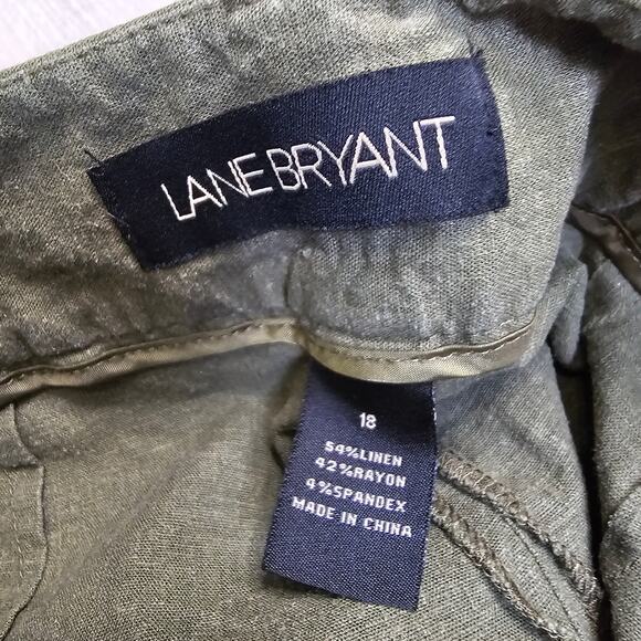 Lane Bryant Green Linen Twill Capri Pants Womens Plus 18 Flat Front High Waist - Picture 6 of 8